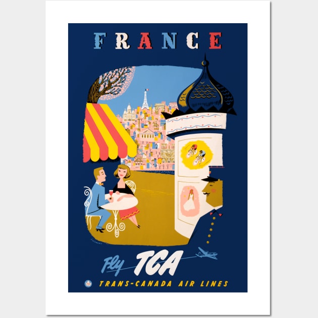 Vintage Travel Poster France Fly TCA Wall Art by vintagetreasure